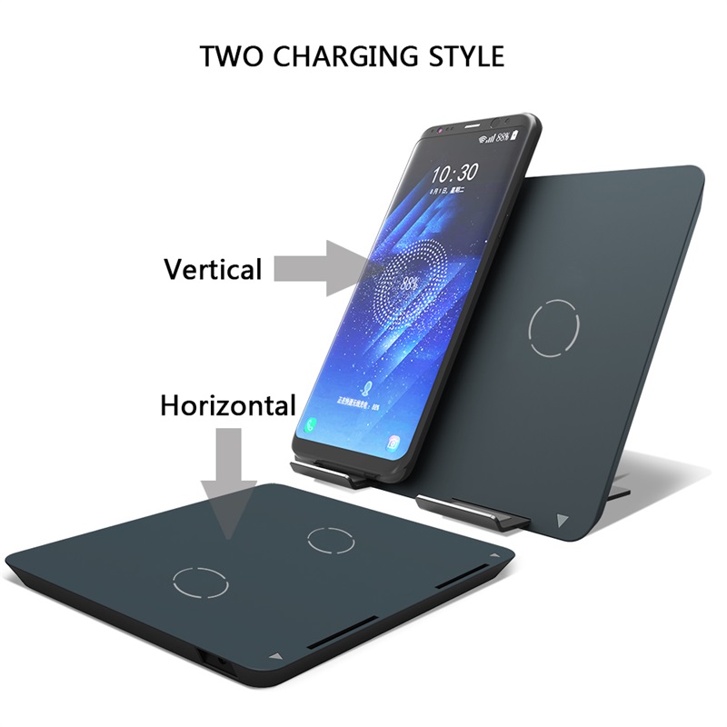 Dual coils Qi wireless charger stand fast charger holder for iPhone 8 Samsung SXD301