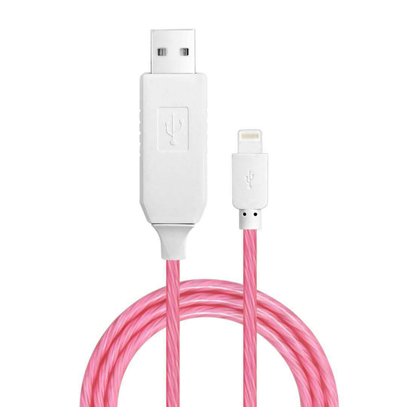 New Arrival Flowing Visible LED Light-Up USB Data Sync Charger Cable for iPhone SXD151