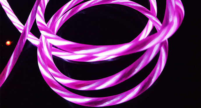 New Arrival Flowing Visible LED Light-Up USB Data Sync Charger Cable for iPhone SXD151-3
