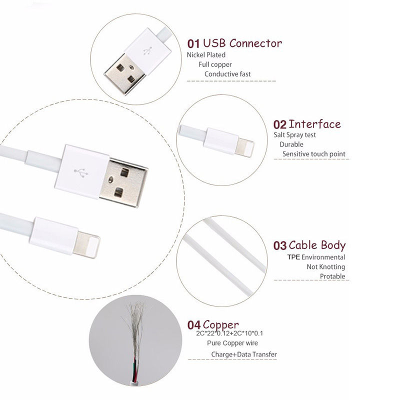 AAA quality 8 pin usb charging and data transfer compatible cable for Apple device SXD001