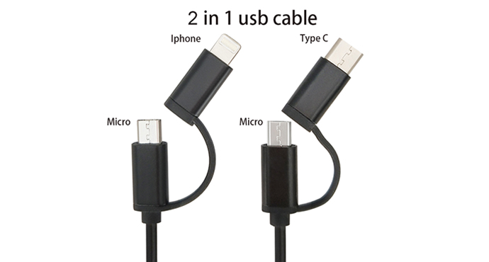 ShunXinda -Pu Spring Coiled 2 In 1 Usb Cable Micro 8 Pin Charging Sync Data Usb Cable-1