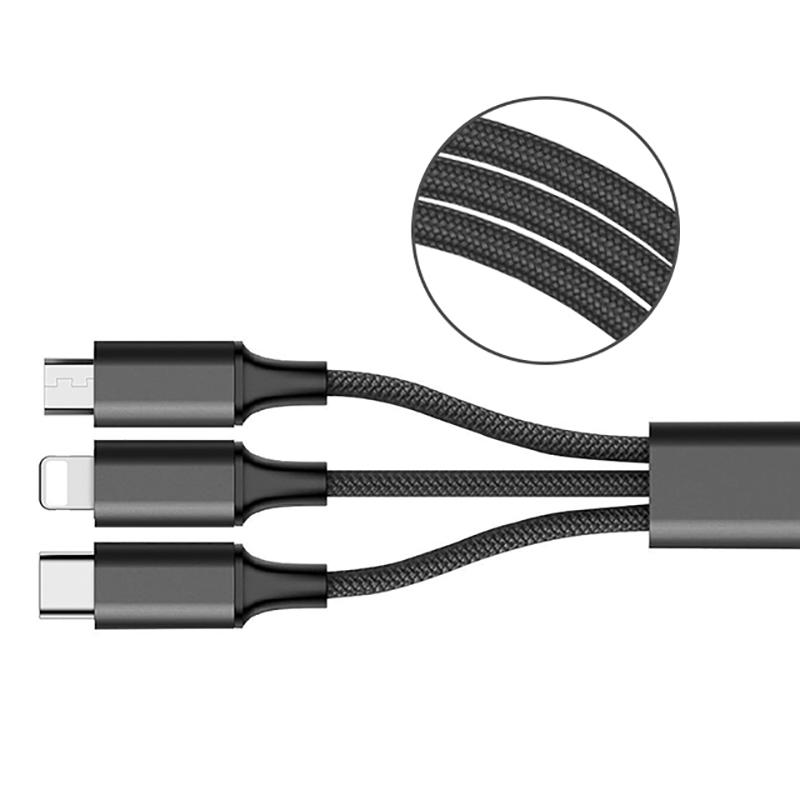 Multiple cloth braided 3 in 1  usb data cable