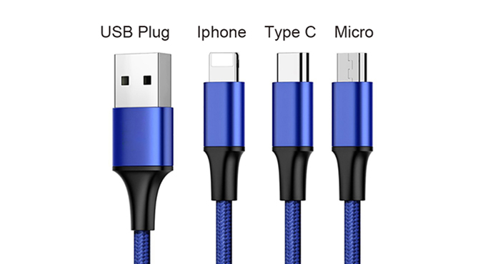 Multiple cloth braided 3 in 1  usb data cable-3
