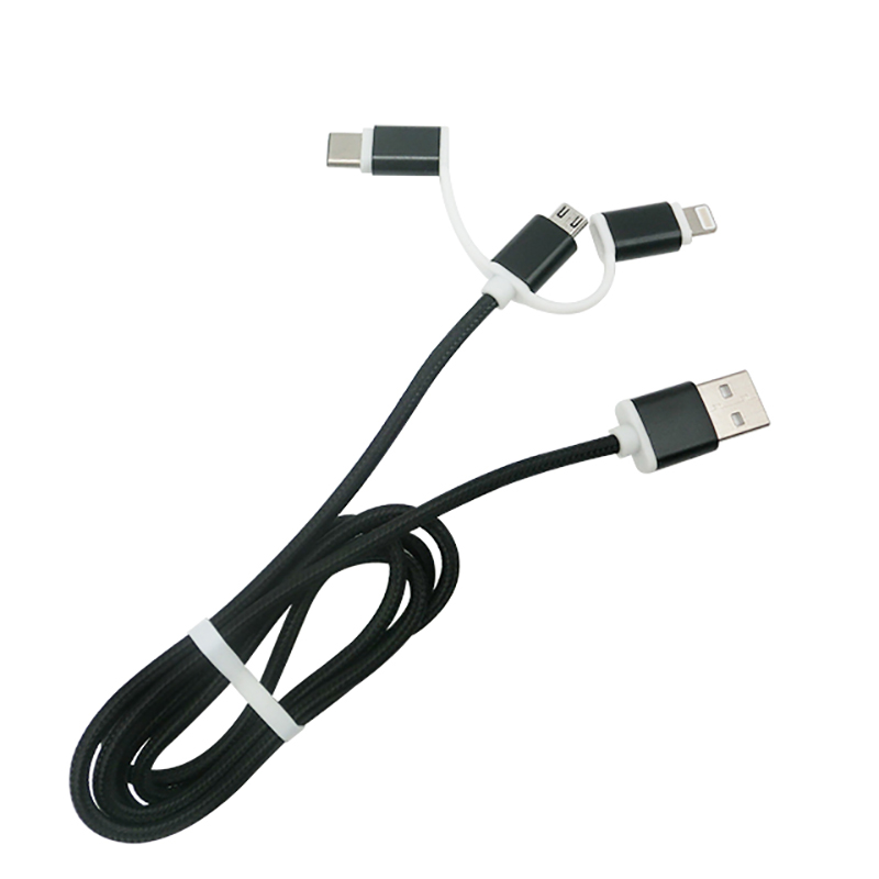 Hot popular 3 in 1 nylon braided cable charging sync data micro usb cable SXD132