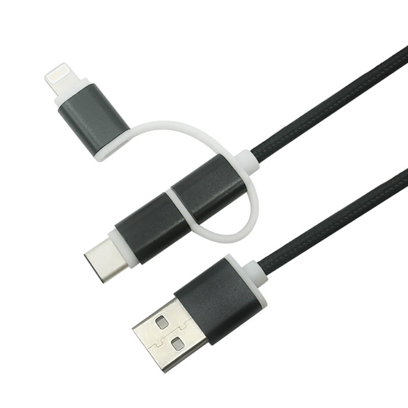 Hot popular 3 in 1 nylon braided cable charging sync data micro usb cable SXD132