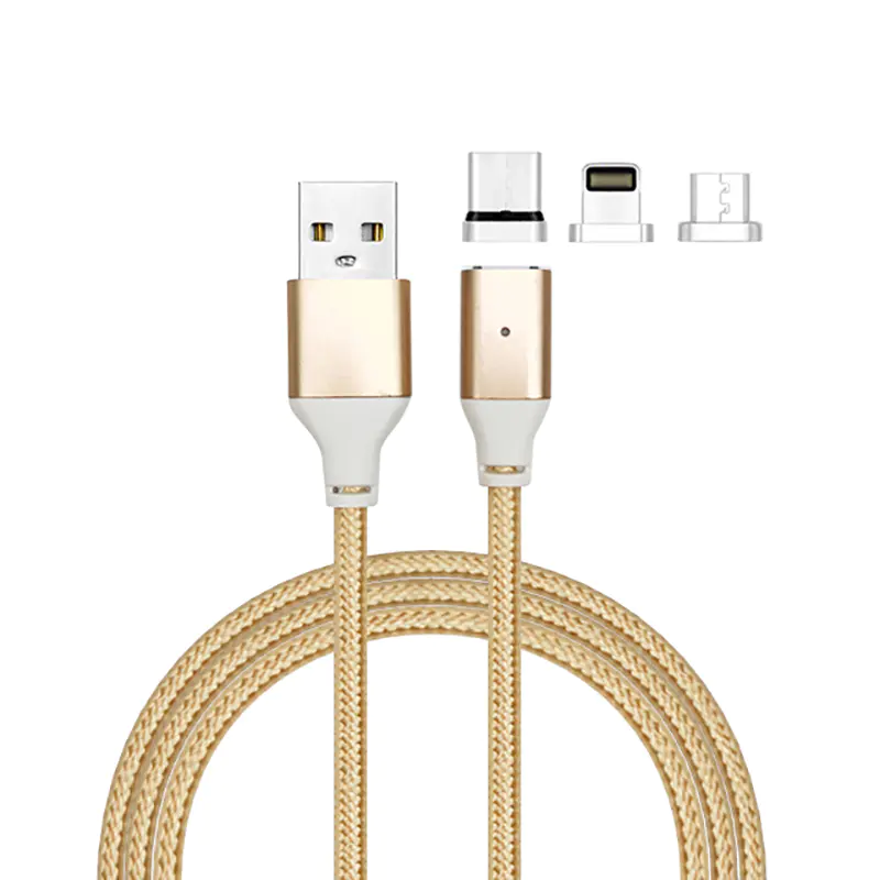 3 in 1 magnetic cable nylon braided  usb cable