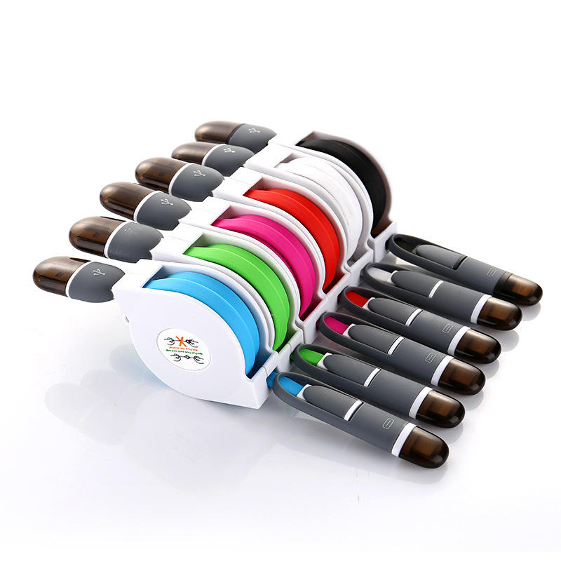Wholesale Retractable Usb Cable 2 in1 Micro Usb Charging cable for Iphone And Android SXD146