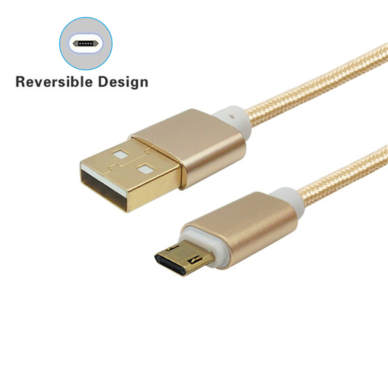 Double side micro V8 nylon braided data charging usb cable for mobile phone SXD130