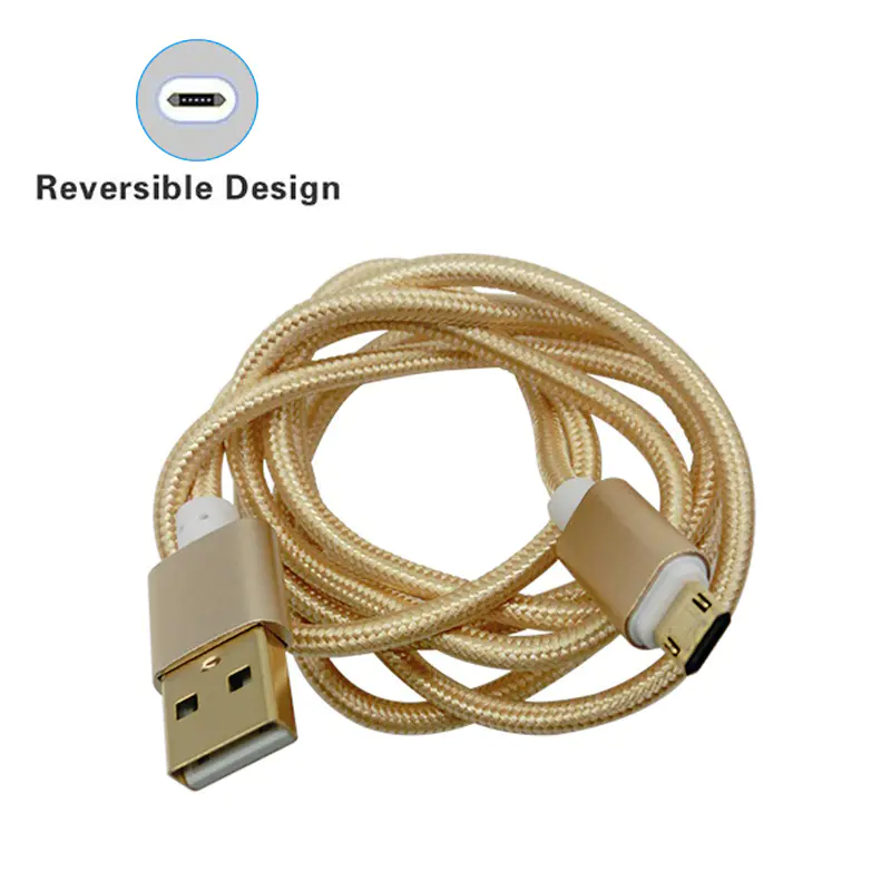 Double side micro V8 nylon braided data charging usb cable for mobile phone SXD130