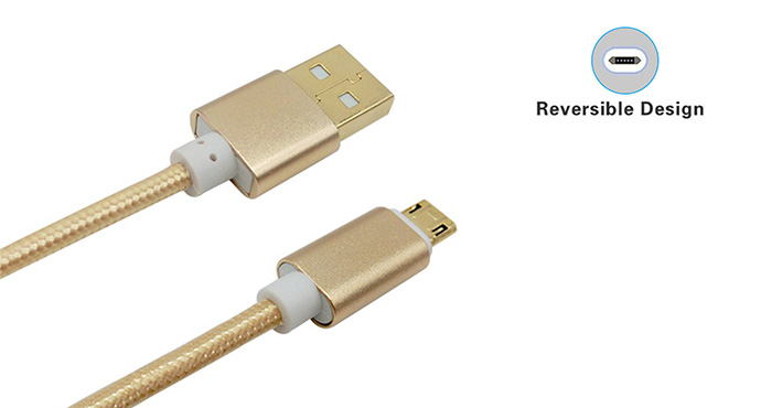 ShunXinda -Double Side Micro V8 Nylon Braided data Charging Usb Cable for Mobile-2