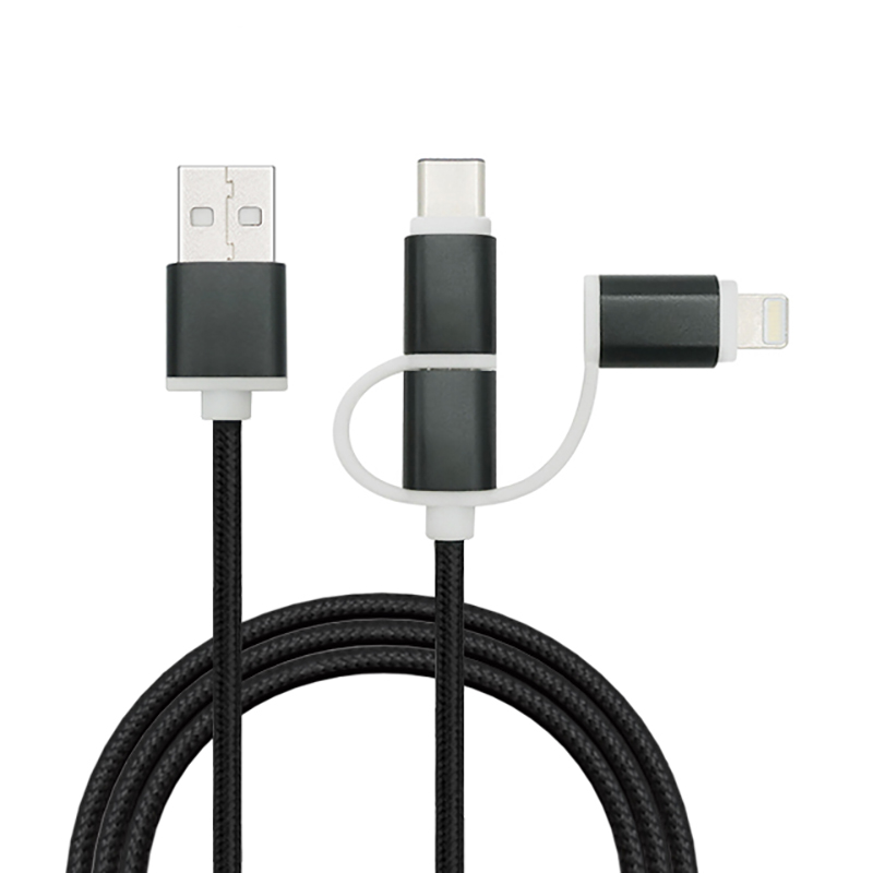 Hot popular 3 in 1 nylon braided cable charging sync data micro usb cable SXD132-6