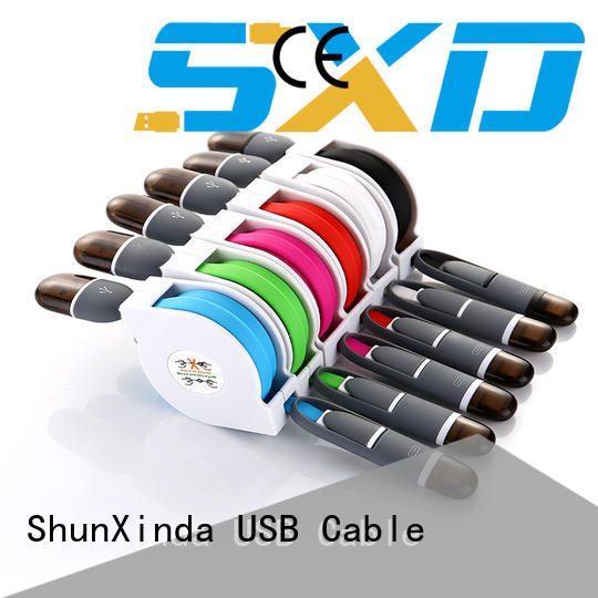 Quality ShunXinda Brand retractable charging cable keychain braided