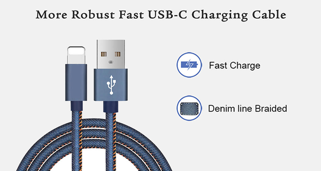ShunXinda -High-quality 3 Ft6ft9ft Durable Denim Type C Usb Data Cable For Ipad