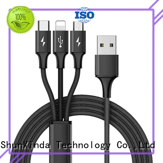 ShunXinda Brand coiled android data nylon multi charger cable