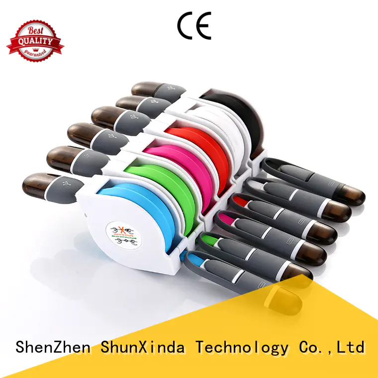 ShunXinda Brand nylon pin retractable multi charger cable