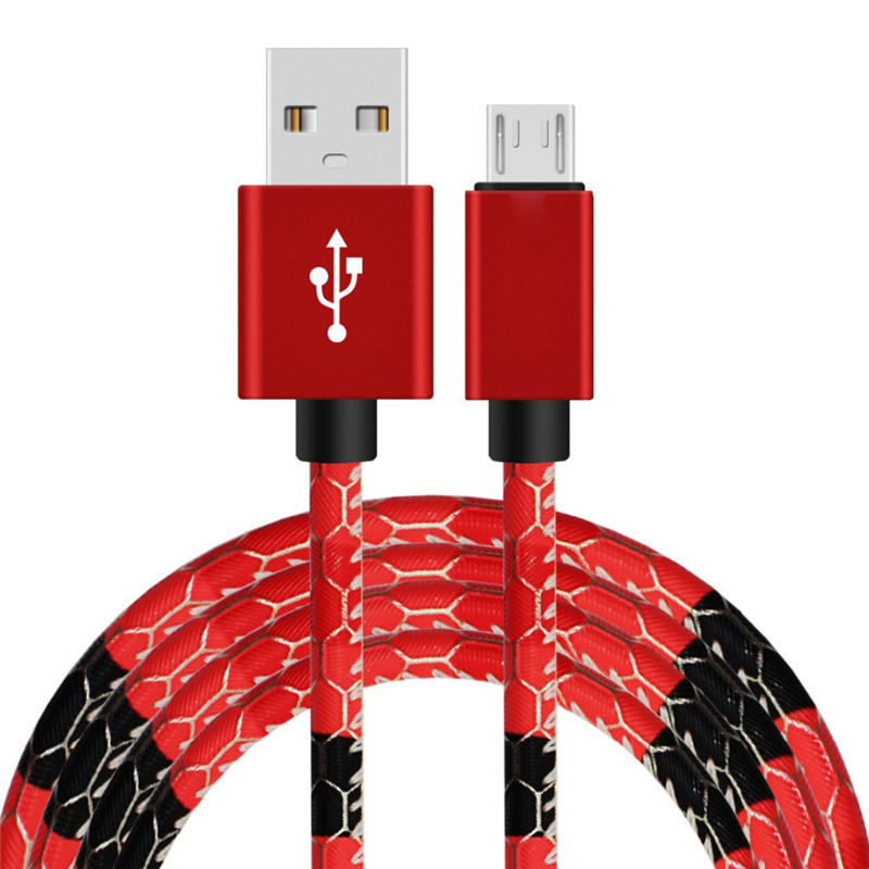 Colorful leather pattern 1M micro usb cable for Android device phone