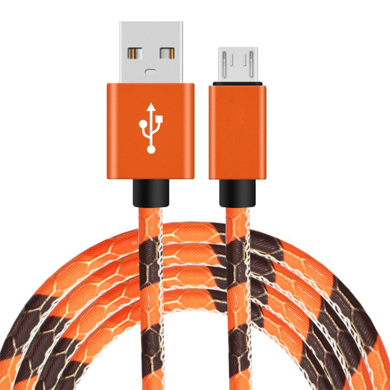 Colorful leather pattern 1M micro usb cable for Android device phone