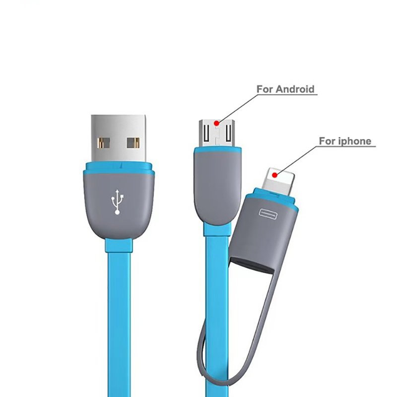 2 in 1 charging cable multi lightning micro usb data cable for mobile phone