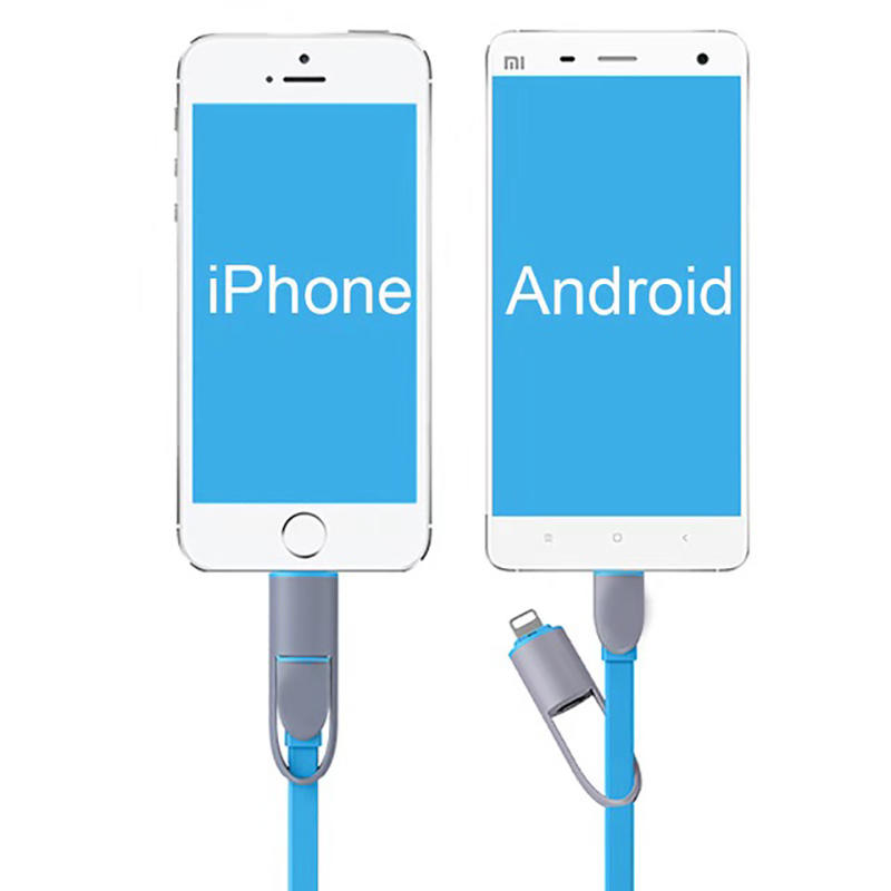 2 in 1 charging cable multi lightning micro usb data cable for mobile phone