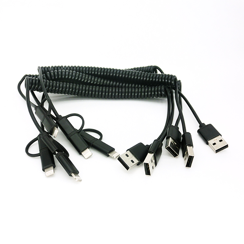 ShunXinda -Find Usb Multi Charger Cable Pu Spring Coiled 2 In 1 Usb Cable Micro-6