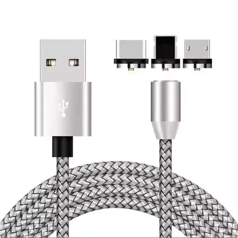 New arrival led 3 in 1 magnetic round charging sync data usb cable  SXD146