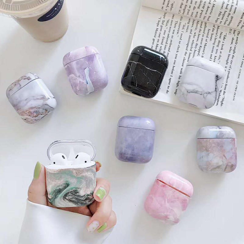 2019 hot sale Apple marble pattern PC airpods cover case for airpods 1&2
