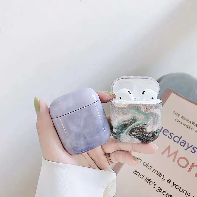 2019 hot sale Apple marble pattern PC airpods cover case for airpods 1&2